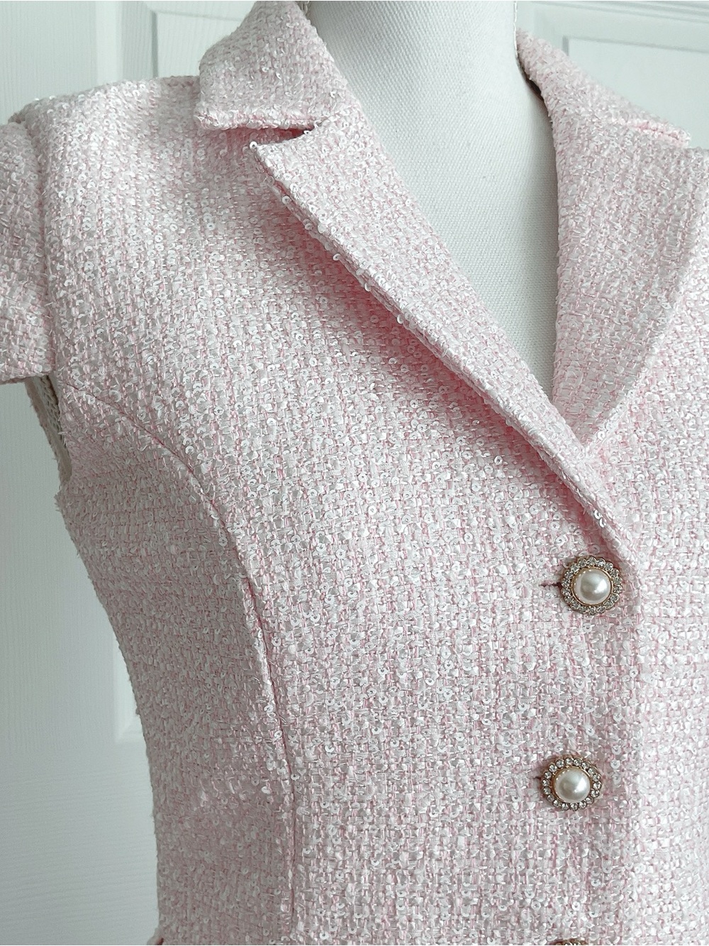 NWT Meshki Mercer Tweed Top & Skirt Set in Fairy Floss Pink - Picture 4 of 9